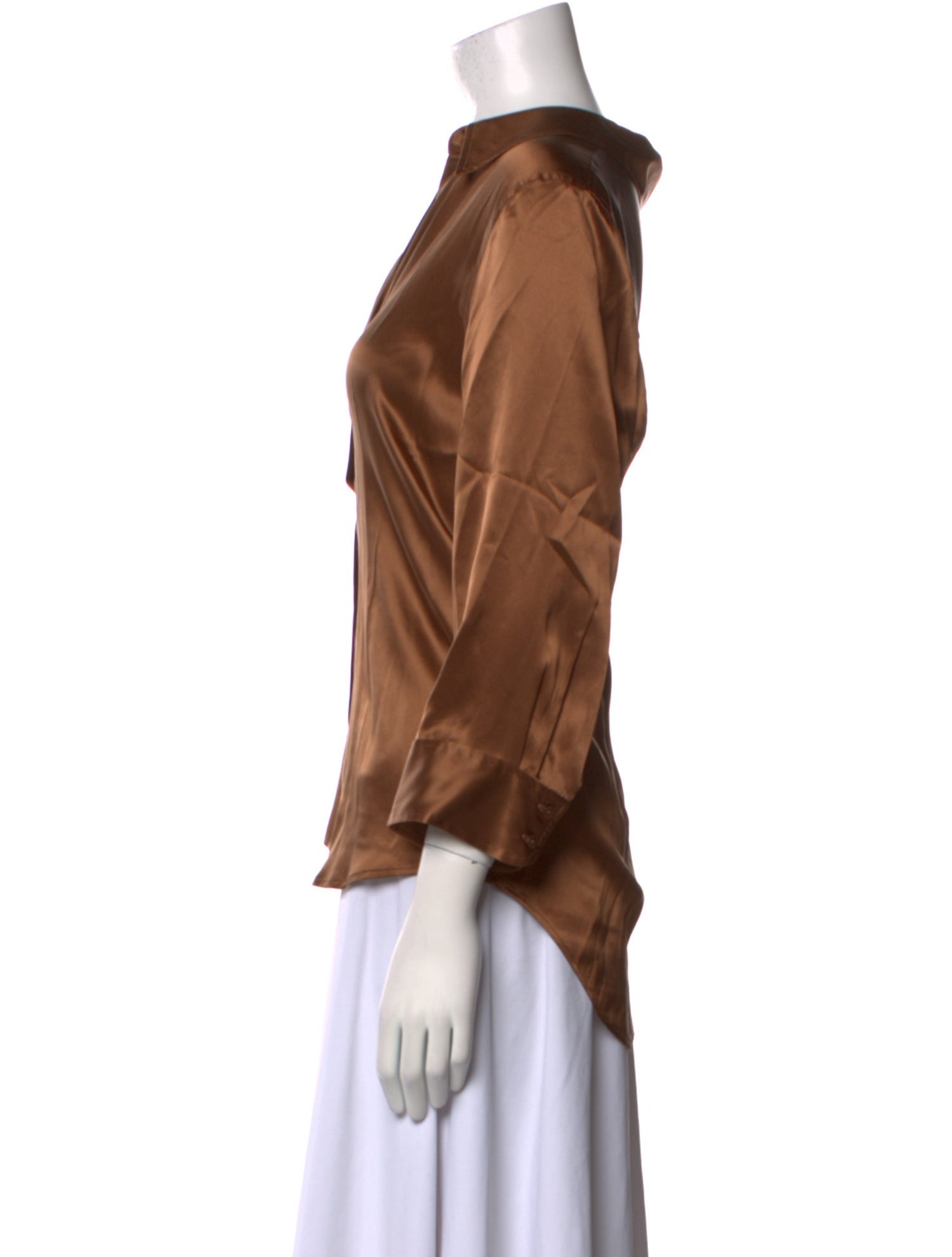 L'Agence Silk V-Neck Button-Up Top w/ Tags