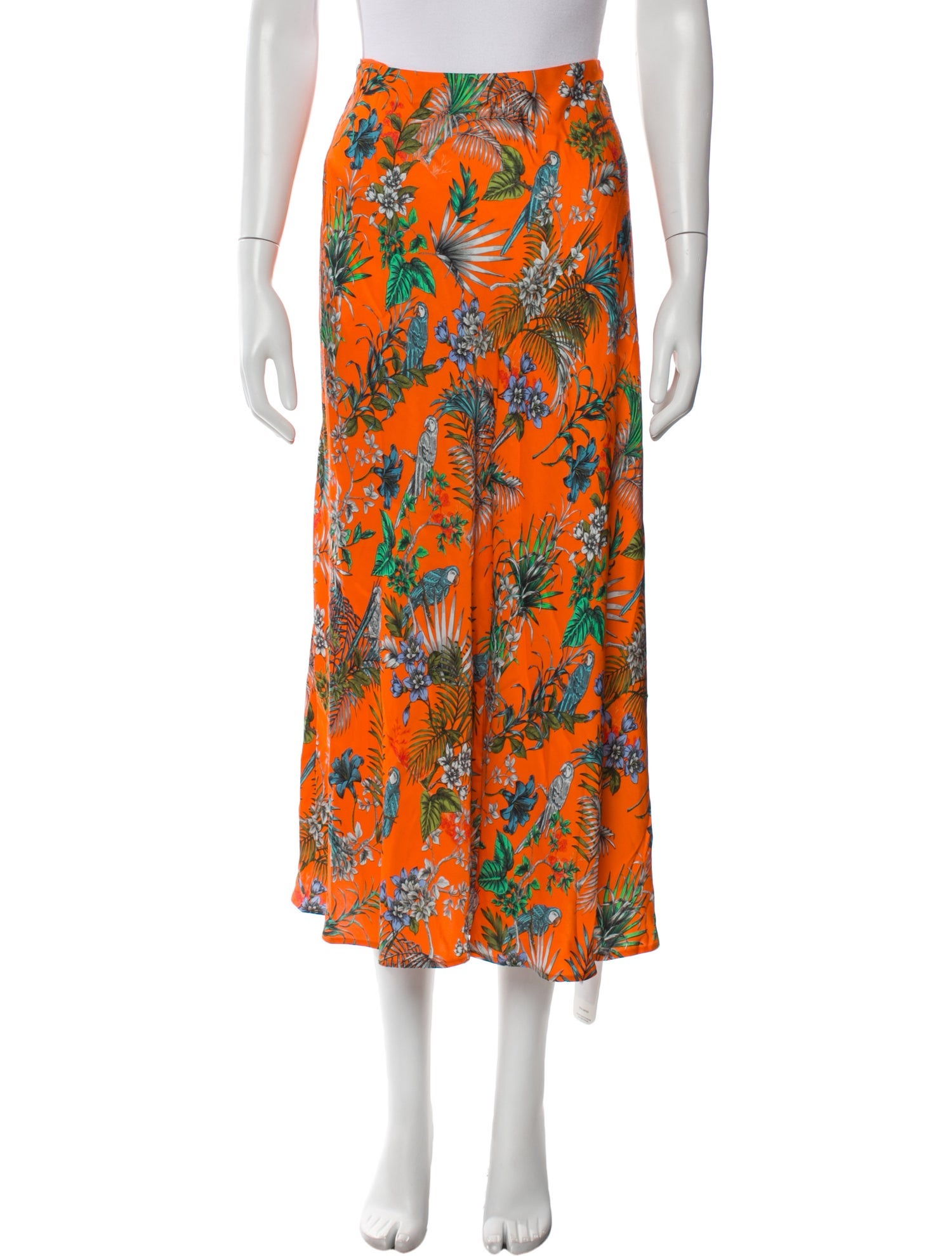 L'Agence Floral Print Midi Length Skirt