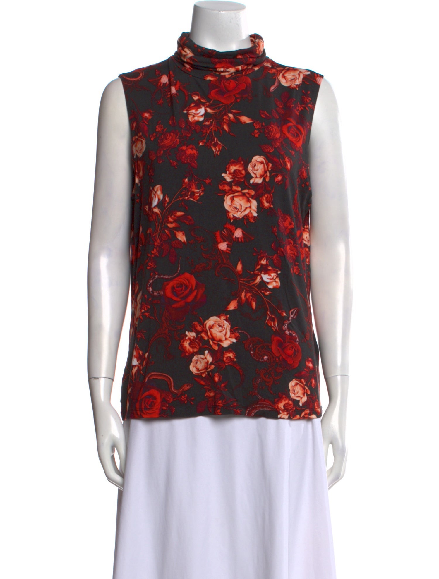 L'Agence Floral Print Mock Neck Blouse