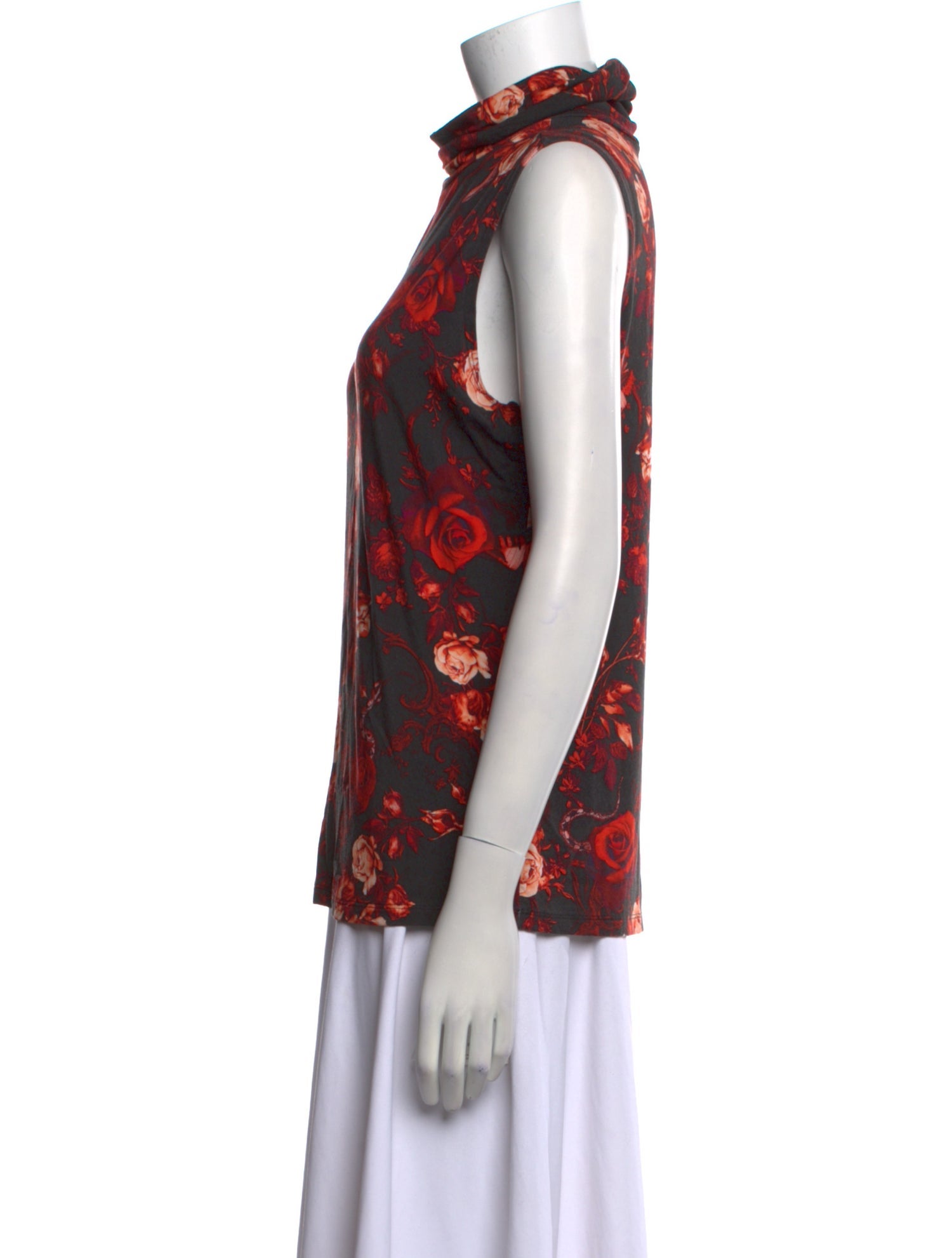 L'Agence Floral Print Mock Neck Blouse