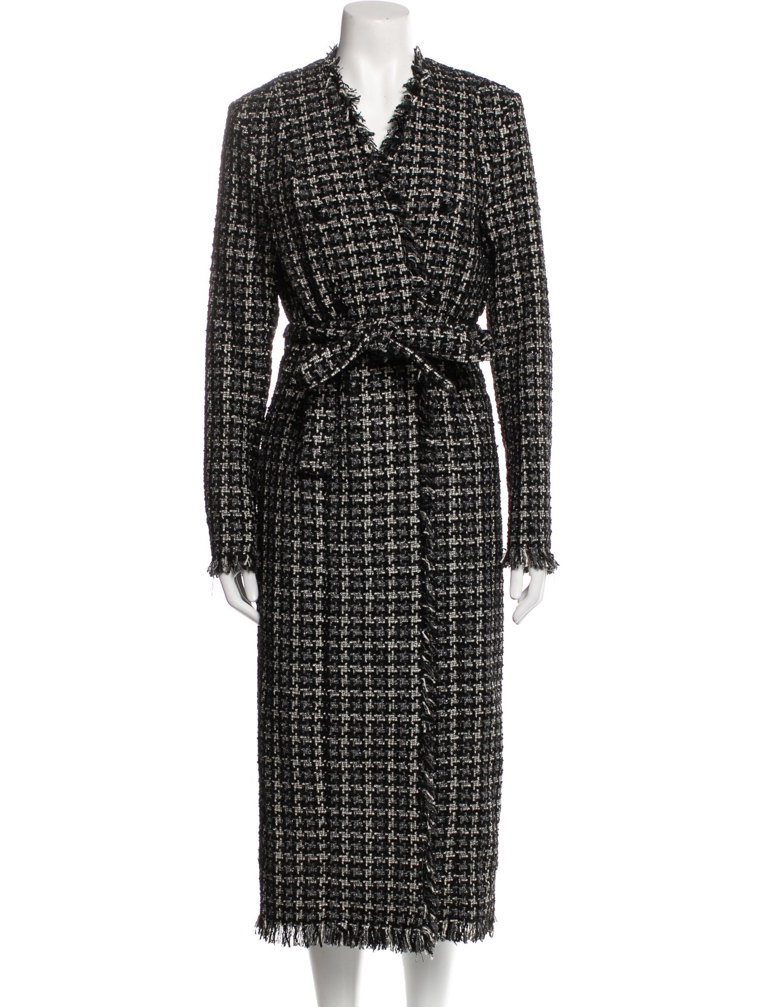 L'Agence Houndstooth Print Trench Coat
