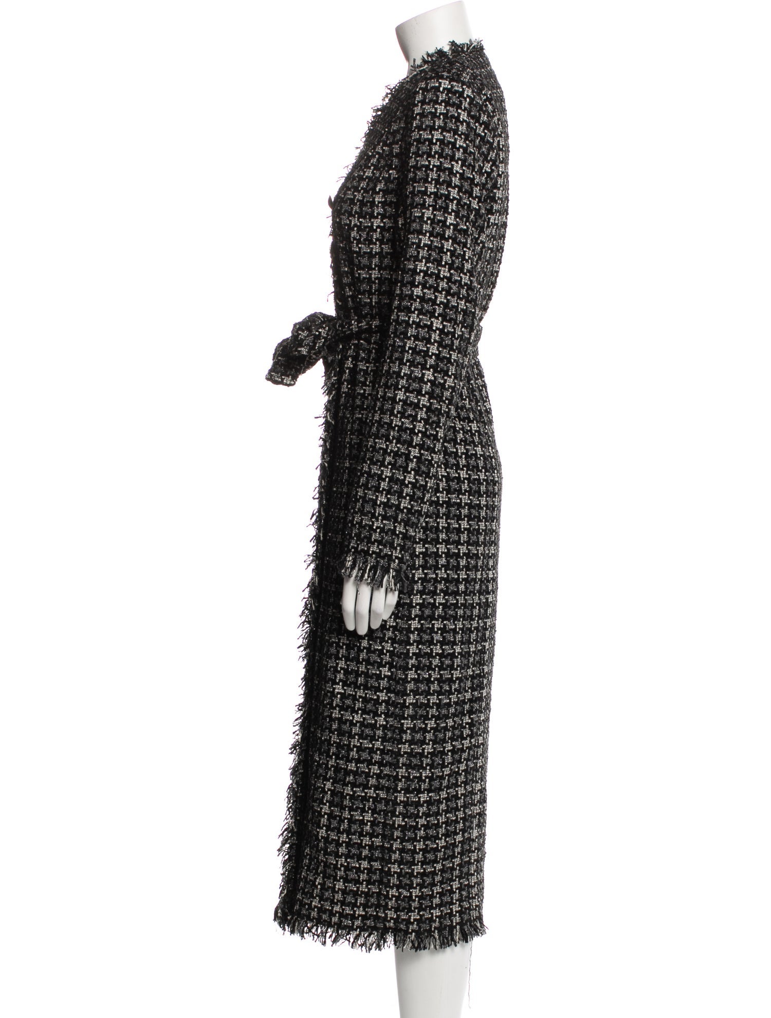 L'Agence Houndstooth Print Trench Coat