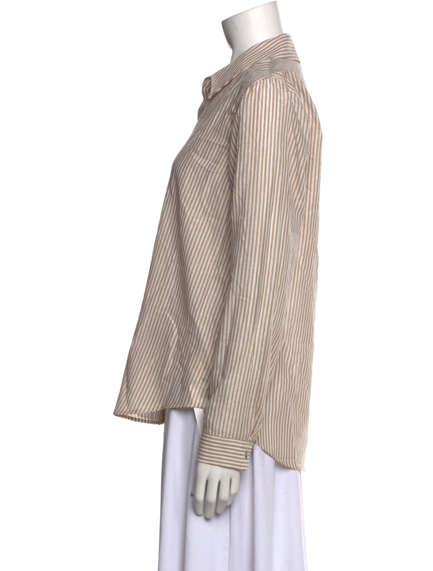 L'Agence Striped Long Sleeve Button-Up Top