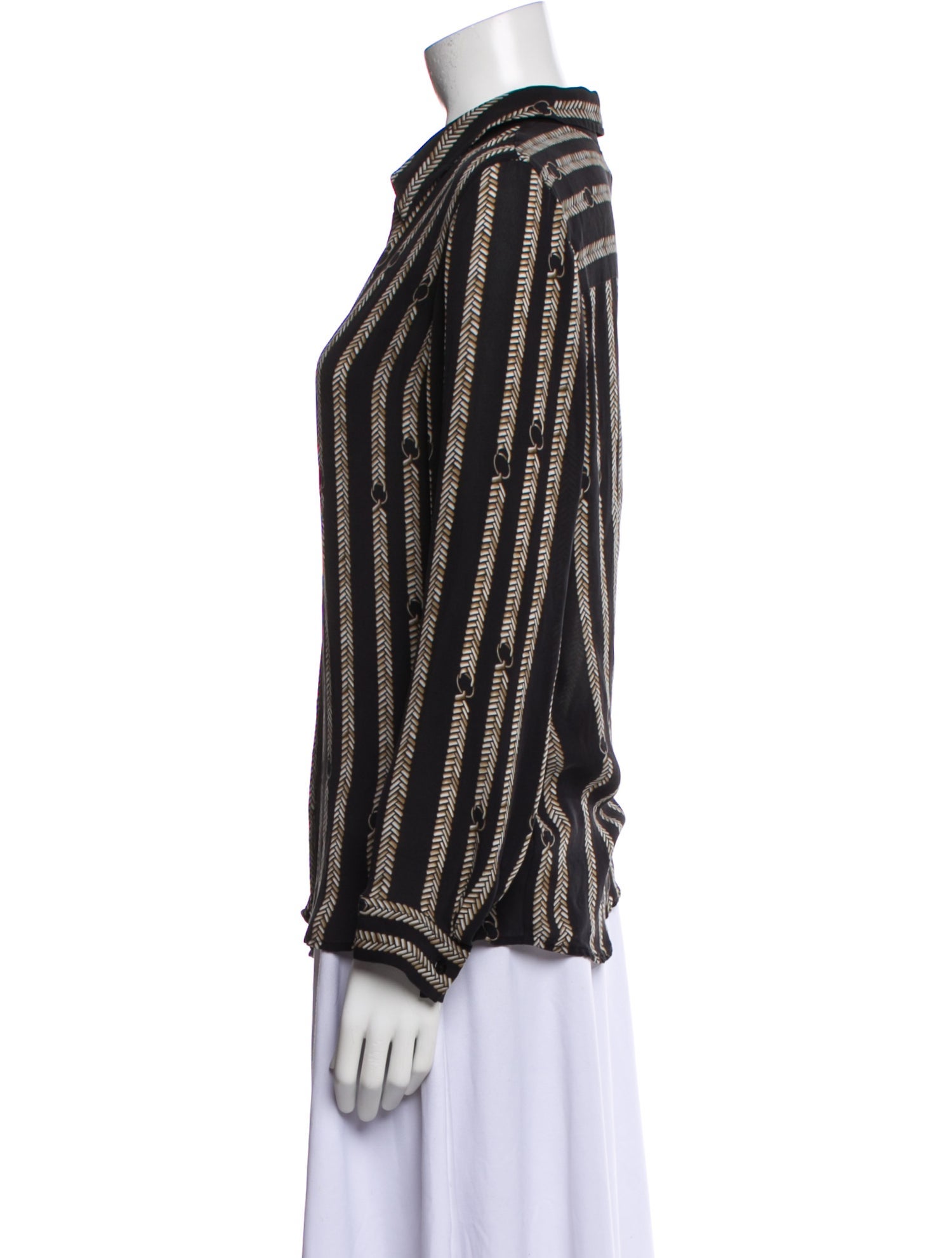 L'Agence Silk Striped Button-Up Top