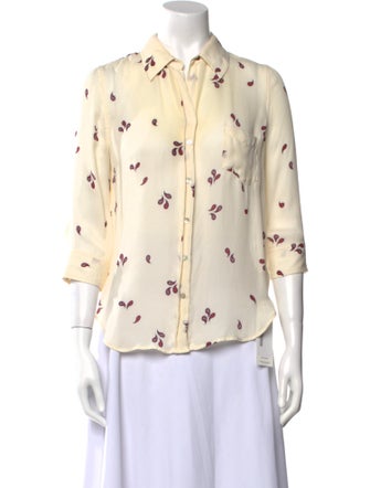 L'Agence Silk Printed Button-Up Top