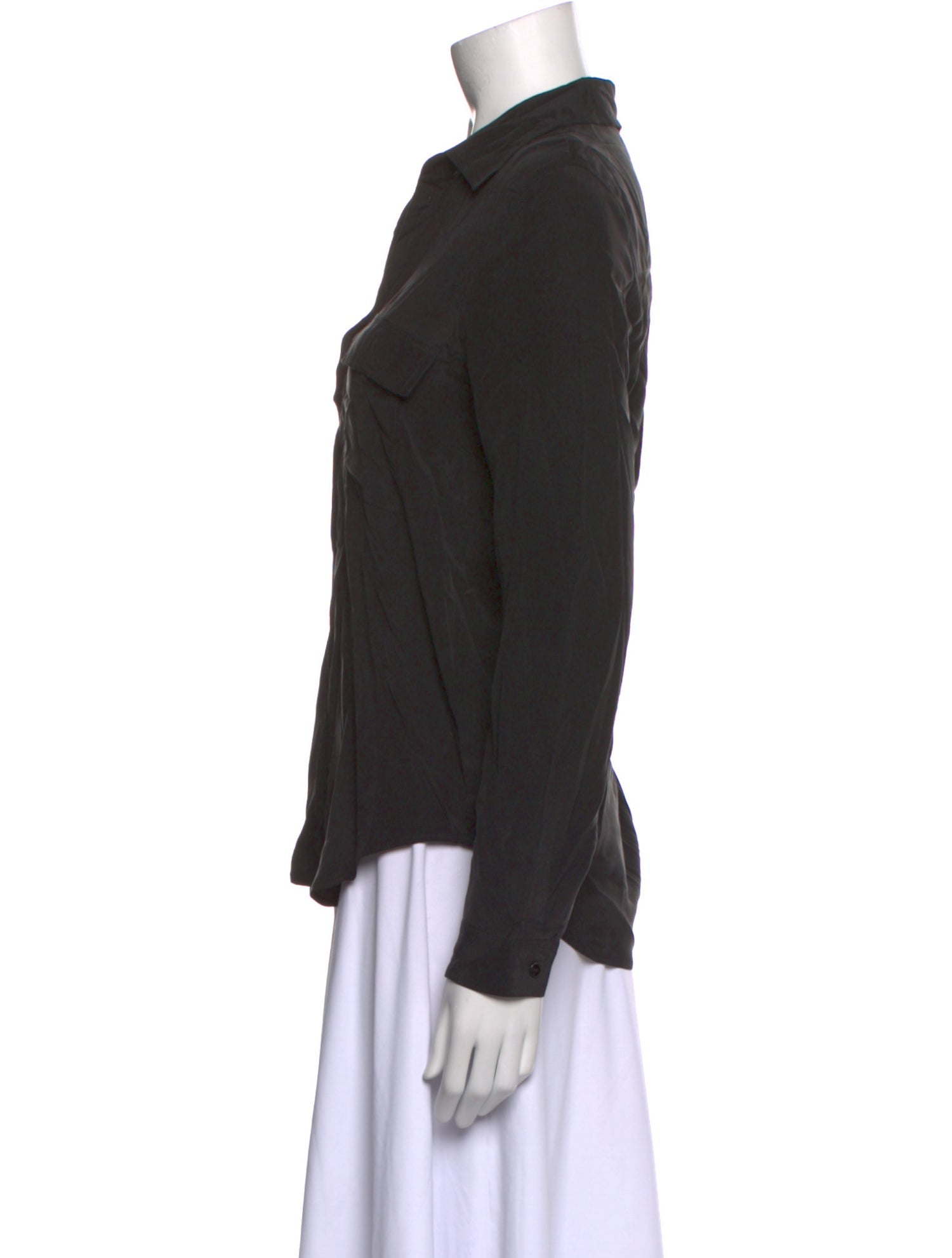 L'Agence Silk Long Sleeve Button-Up Top