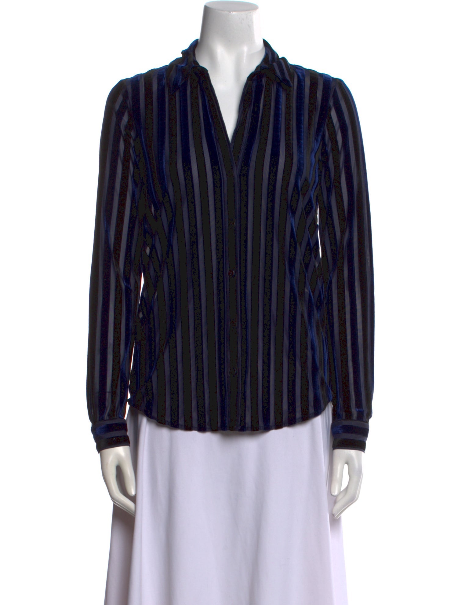 L'Agence Striped Long Sleeve Button-Up Top