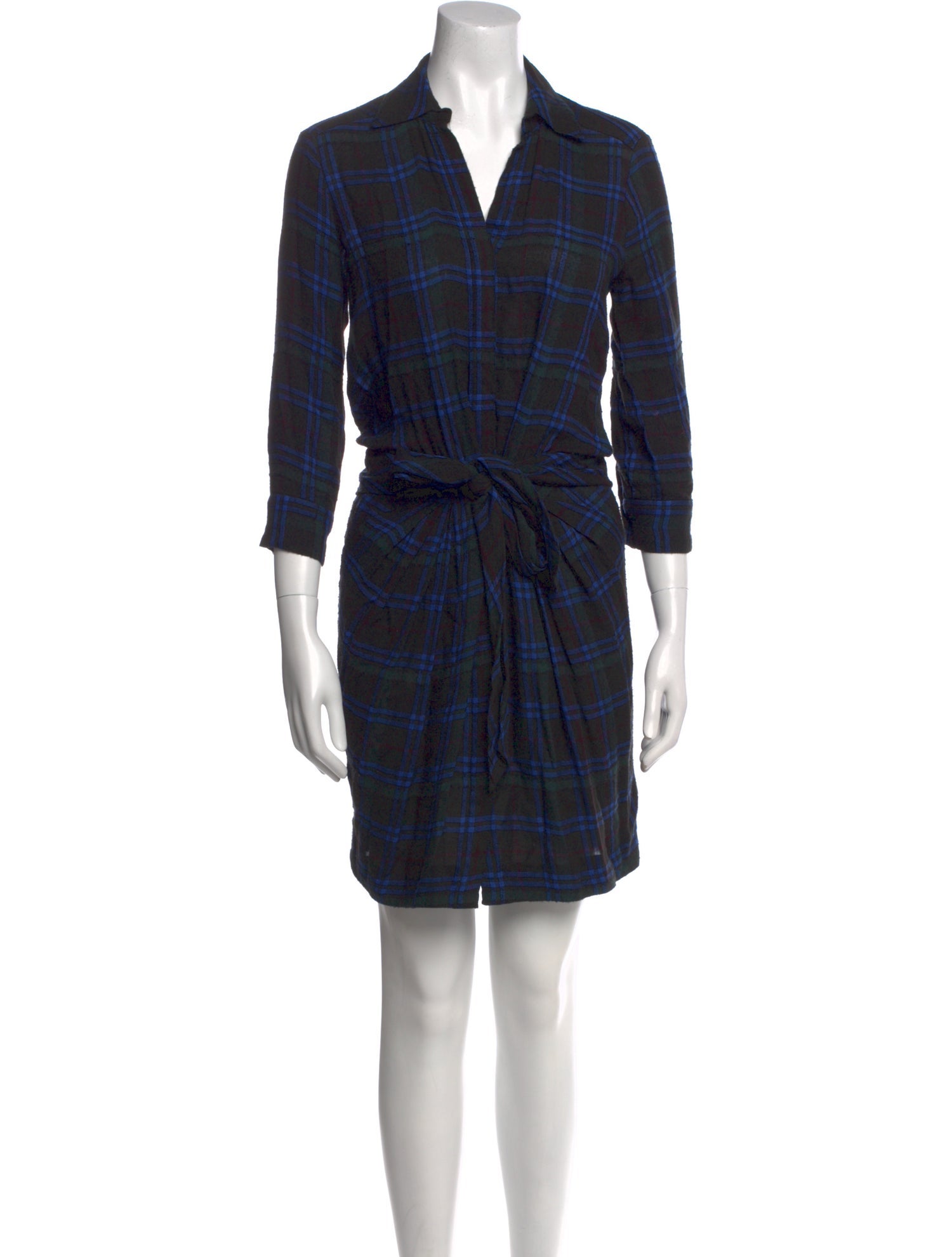 L'Agence Plaid Print Knee-Length Dress
