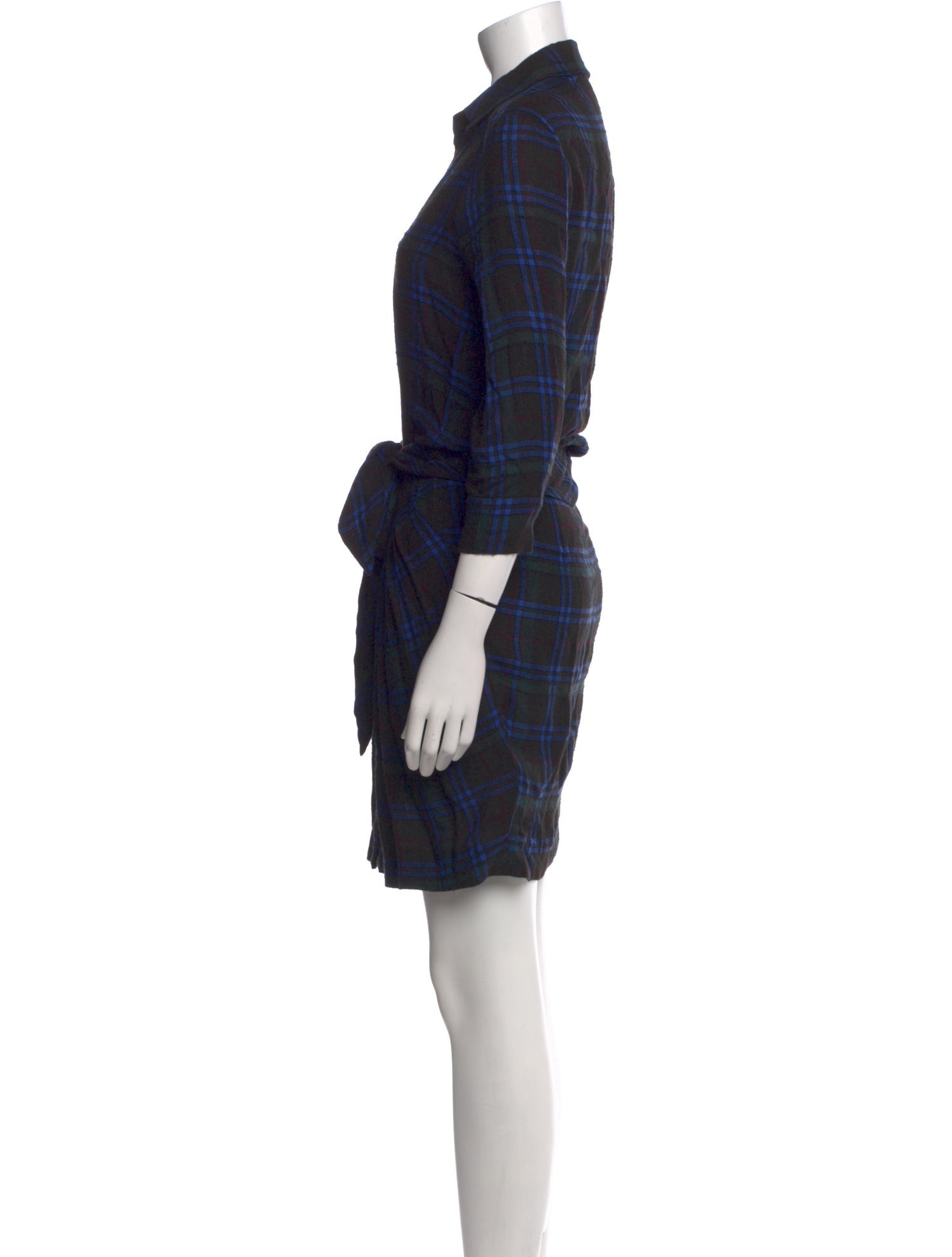 L'Agence Plaid Print Knee-Length Dress