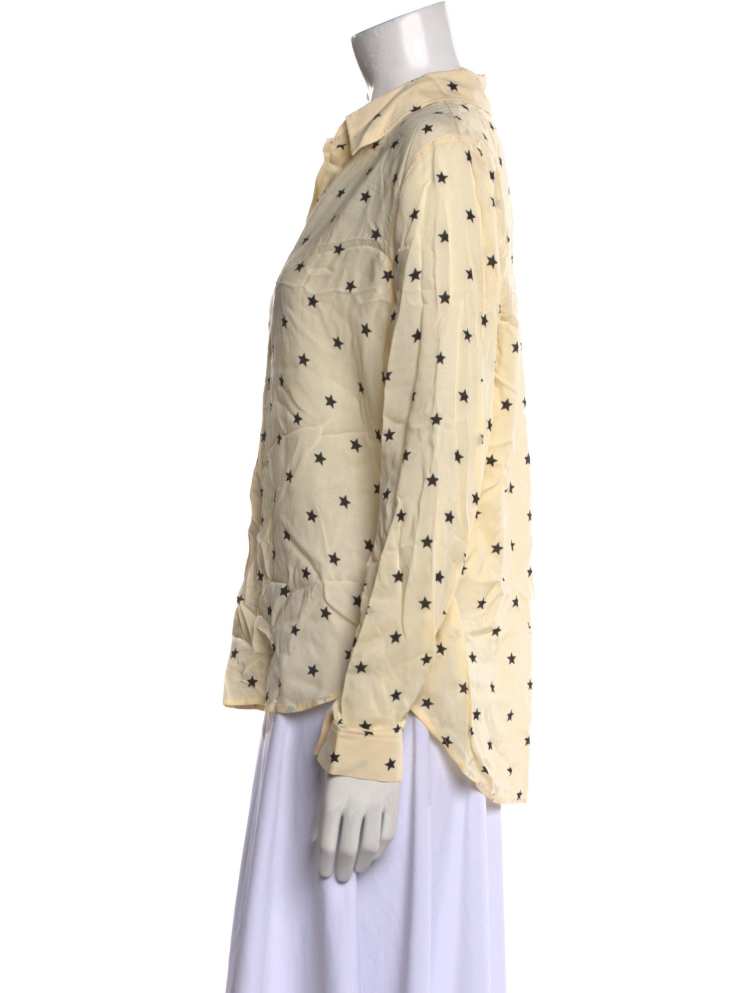 L'Agence Printed V-Neck Button-Up Top