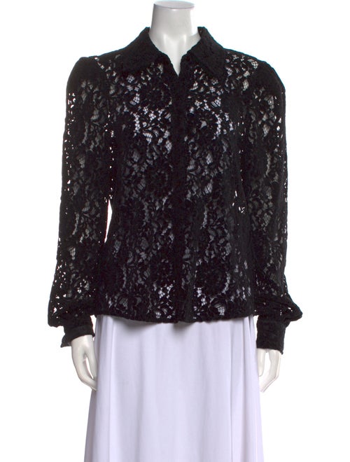 L'Agence Lace Pattern Long Sleeve Button-Up Top