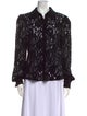 L'Agence Lace Pattern Long Sleeve Button-Up Top