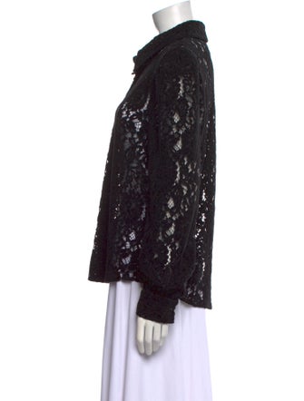 L'Agence Lace Pattern Long Sleeve Button-Up Top