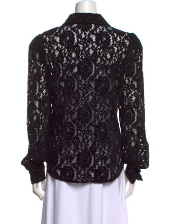 L'Agence Lace Pattern Long Sleeve Button-Up Top