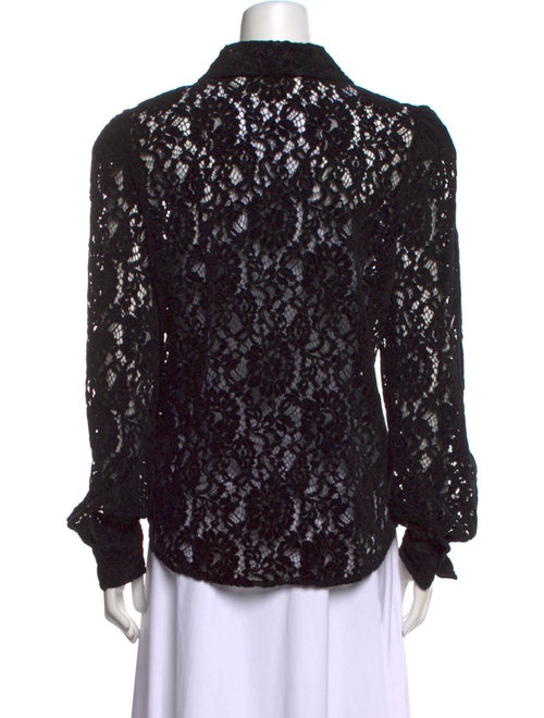 L'Agence Lace Pattern Long Sleeve Button-Up Top