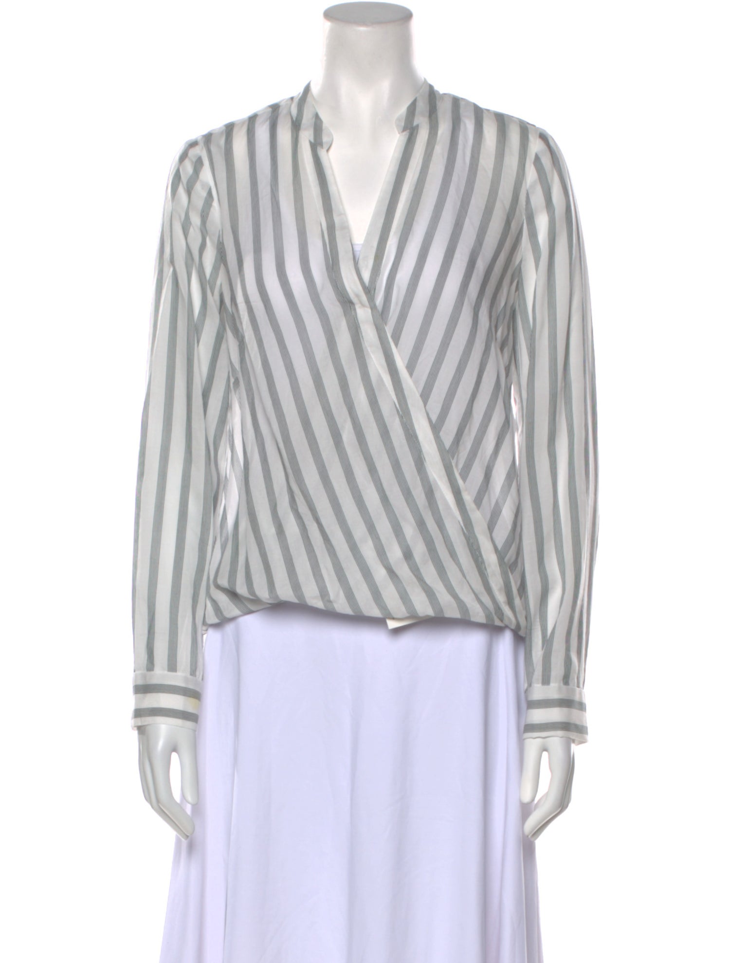 L'Agence Striped V-Neck Blouse