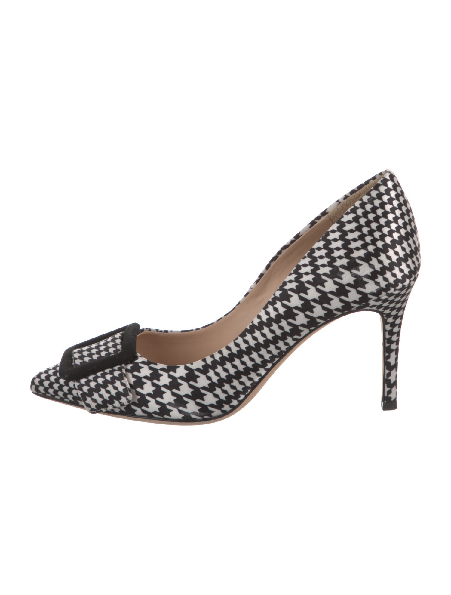 L'Agence Satin Houndstooth Print Pumps