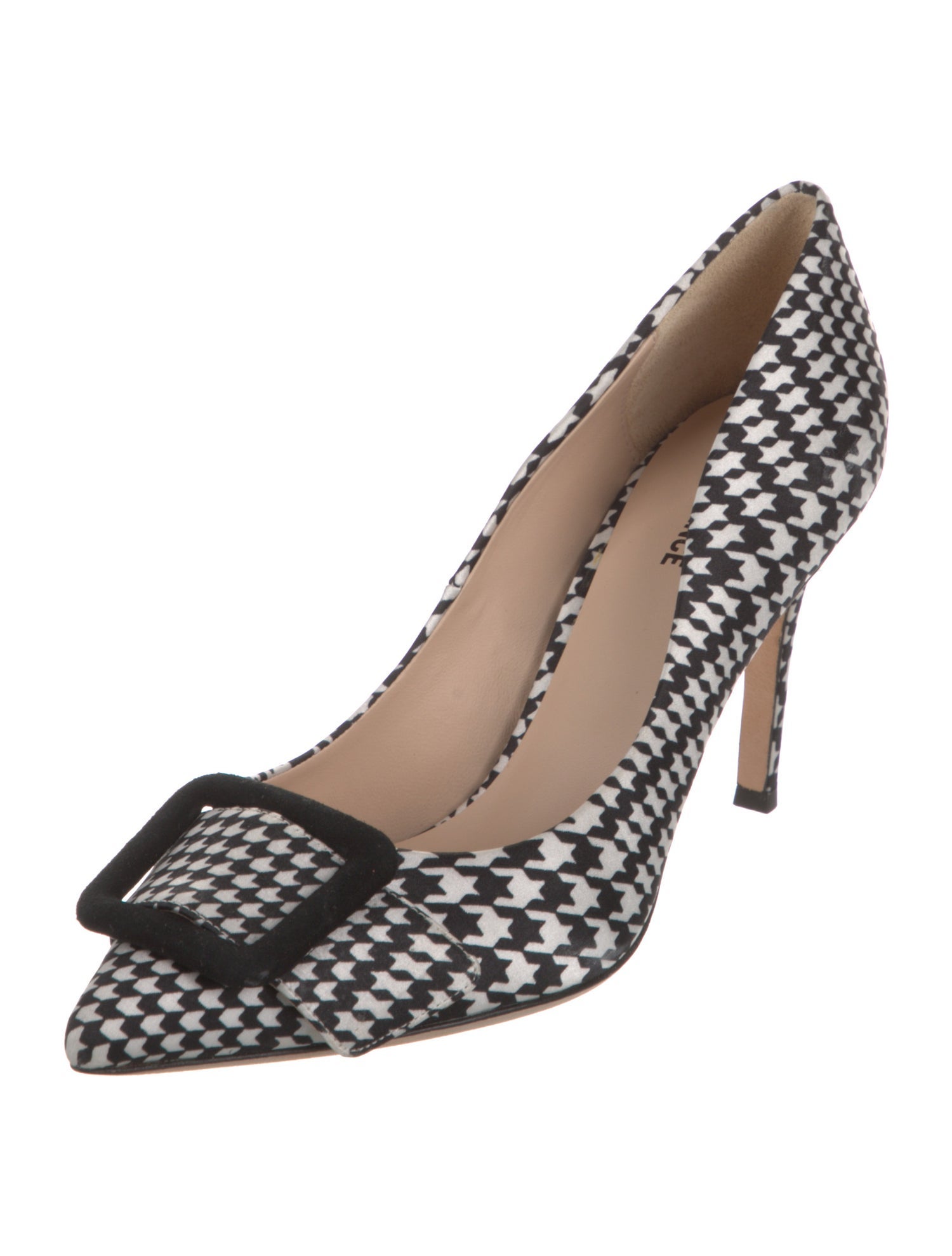 L'Agence Satin Houndstooth Print Pumps