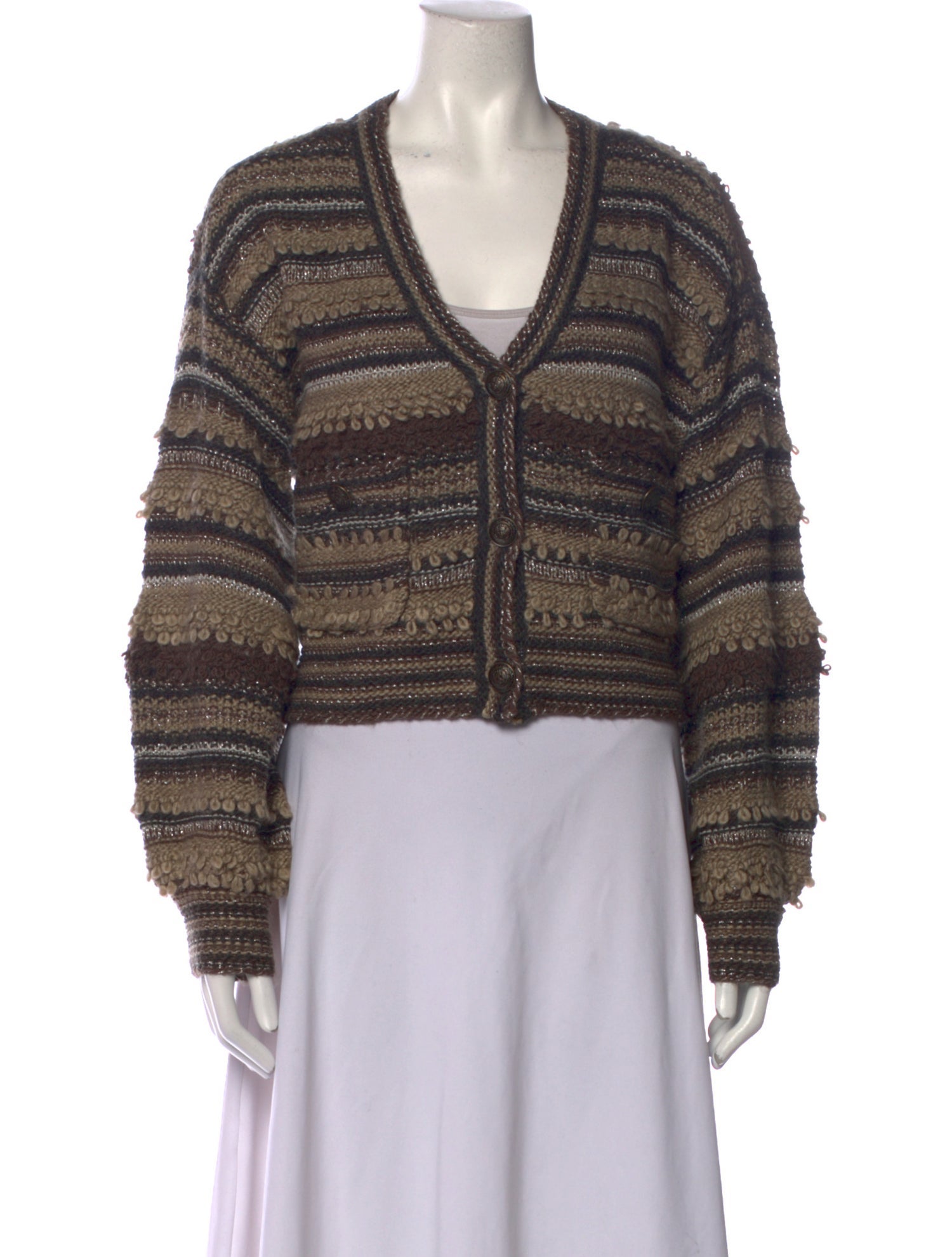 L'Agence Striped V-Neck Sweater