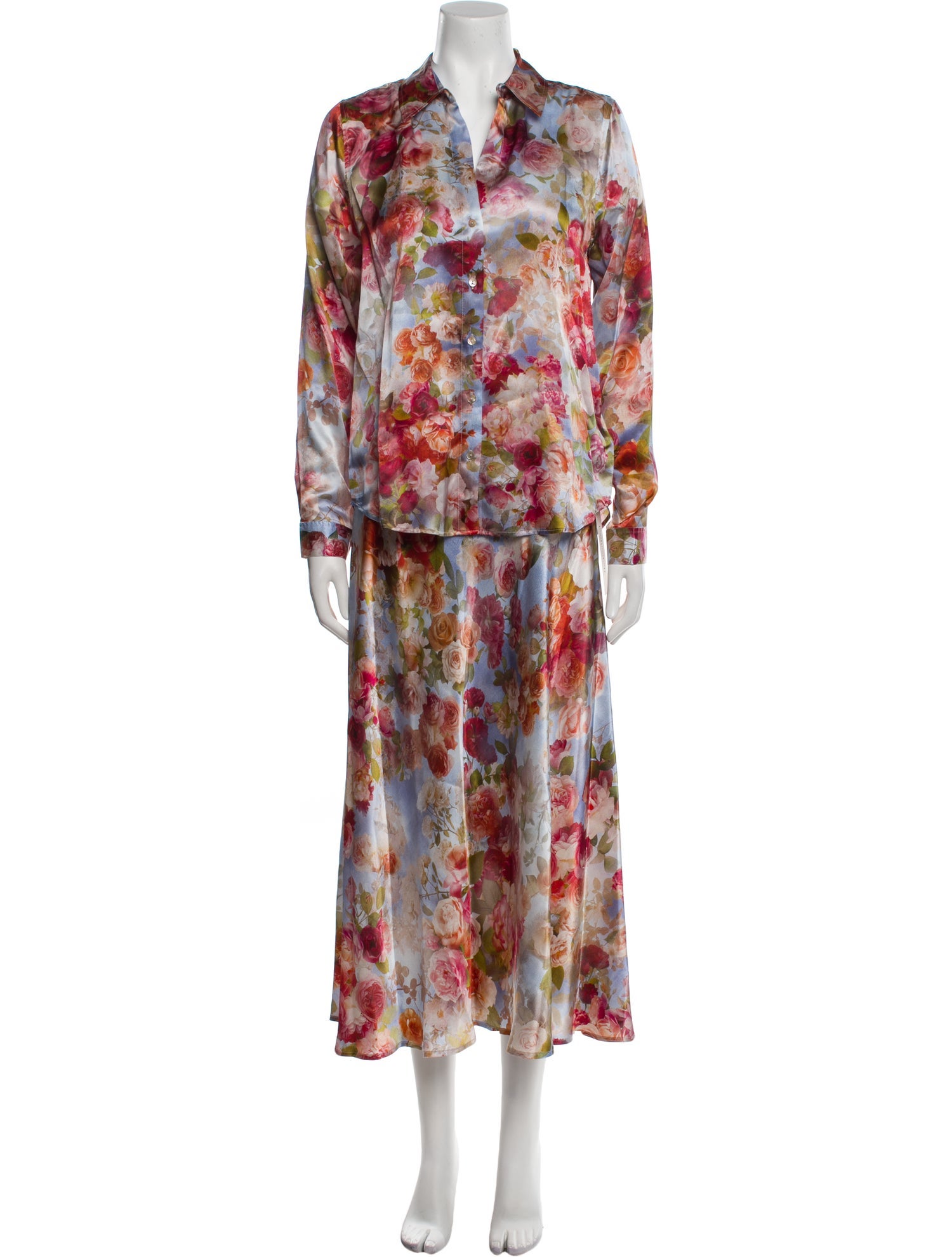 L'Agence Linen Floral Print Skirt Set