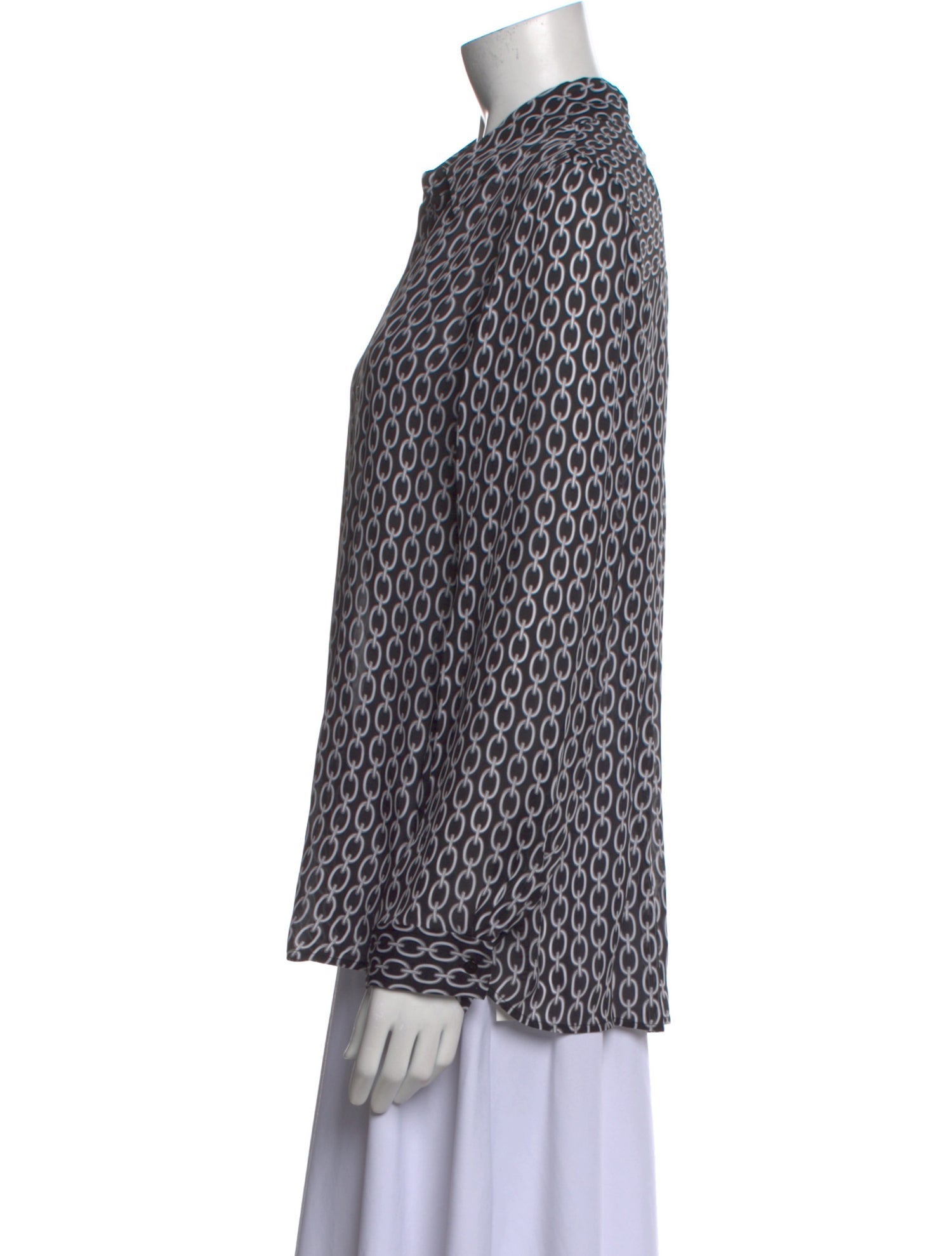 L'Agence Silk Printed Button-Up Top w/ Tags