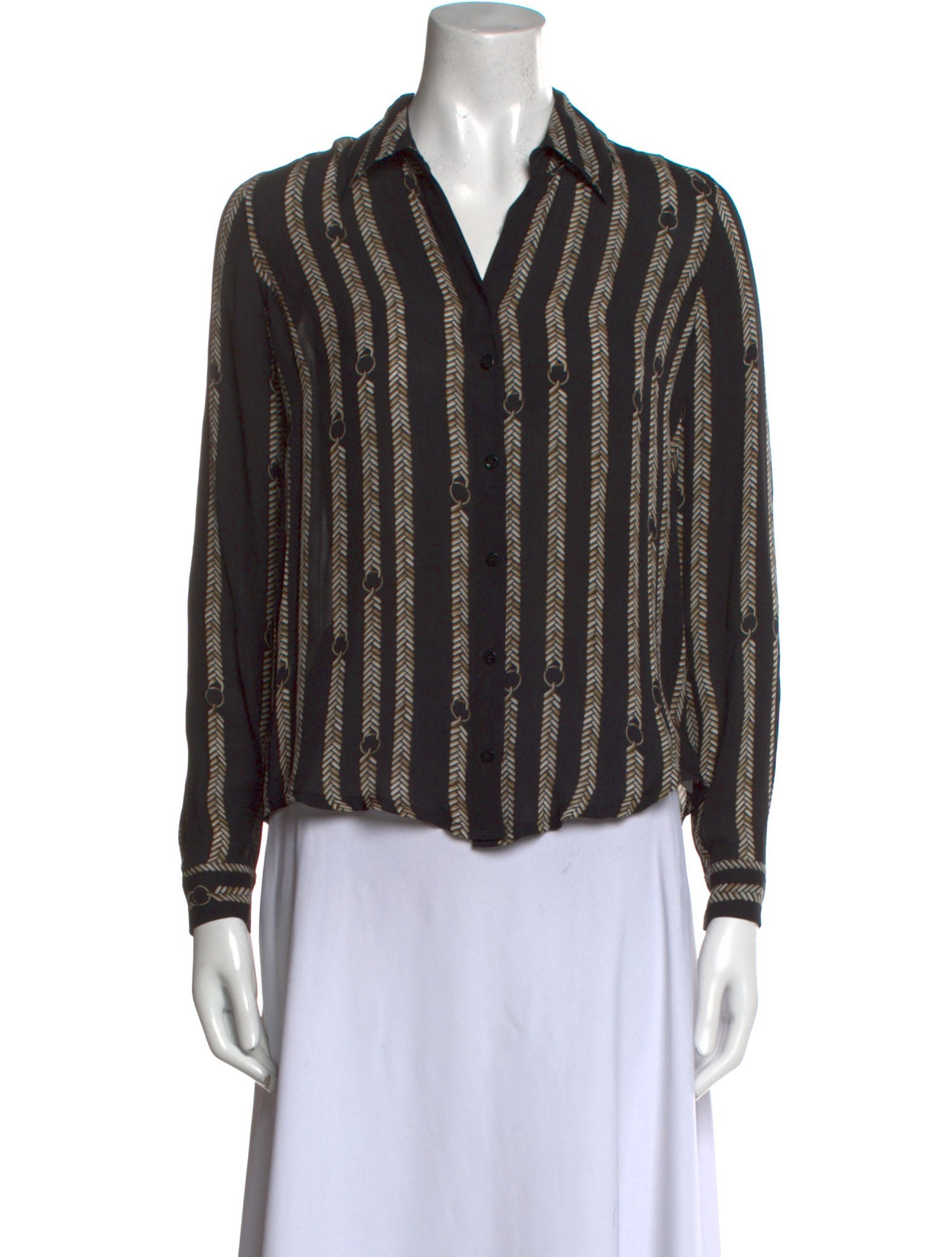 L'Agence Silk Striped Button-Up Top