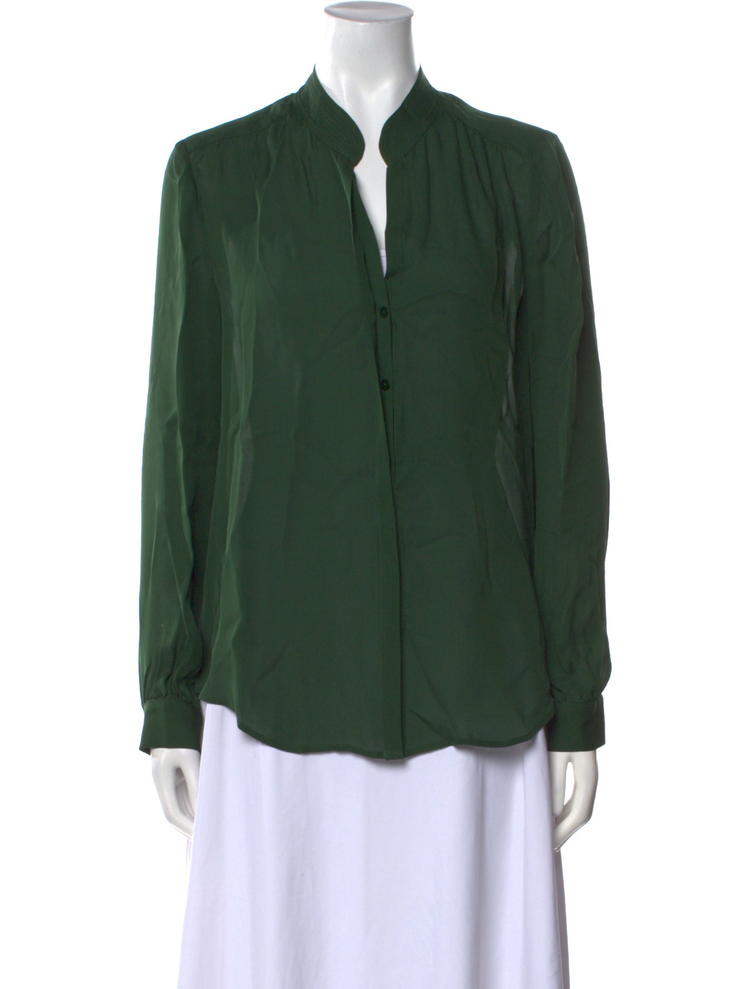 L'Agence Silk V-Neck Button-Up Top w/ Tags