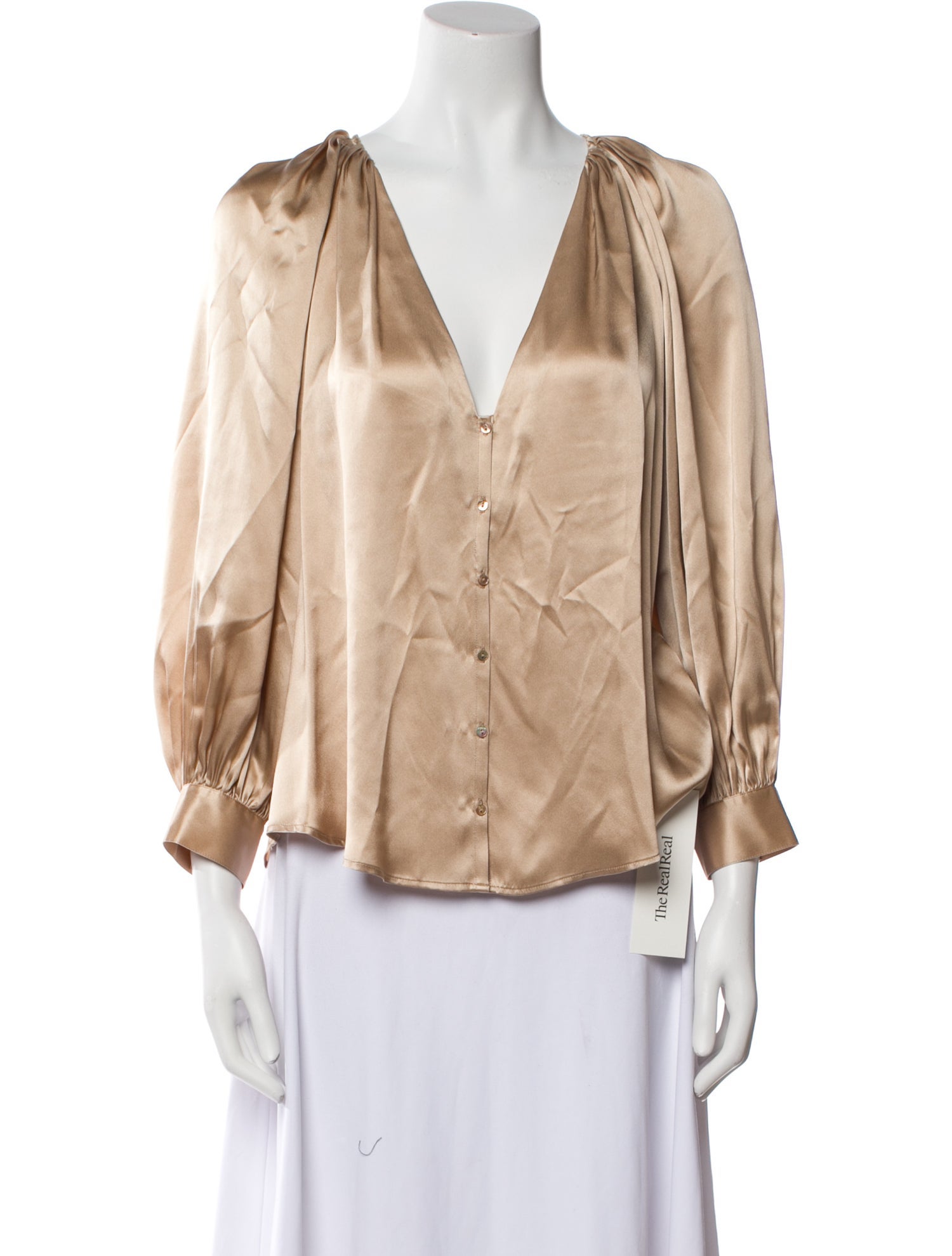 L'Agence Silk V-Neck Blouse