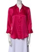 L'Agence Silk Three-Quarter Sleeve Button-Up Top