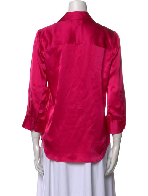 L'Agence Silk Three-Quarter Sleeve Button-Up Top