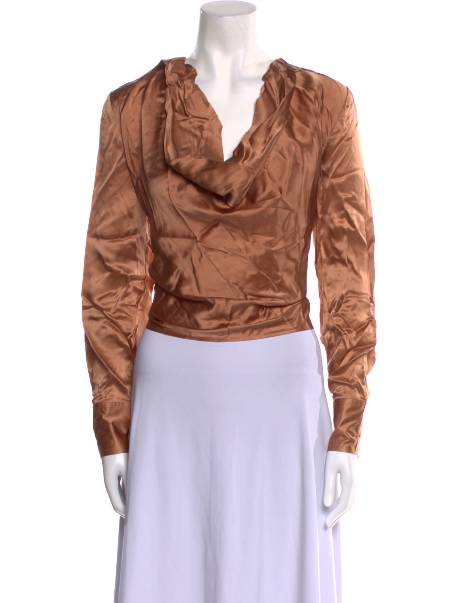 L'Agence Silk Cowl Neck Crop Top