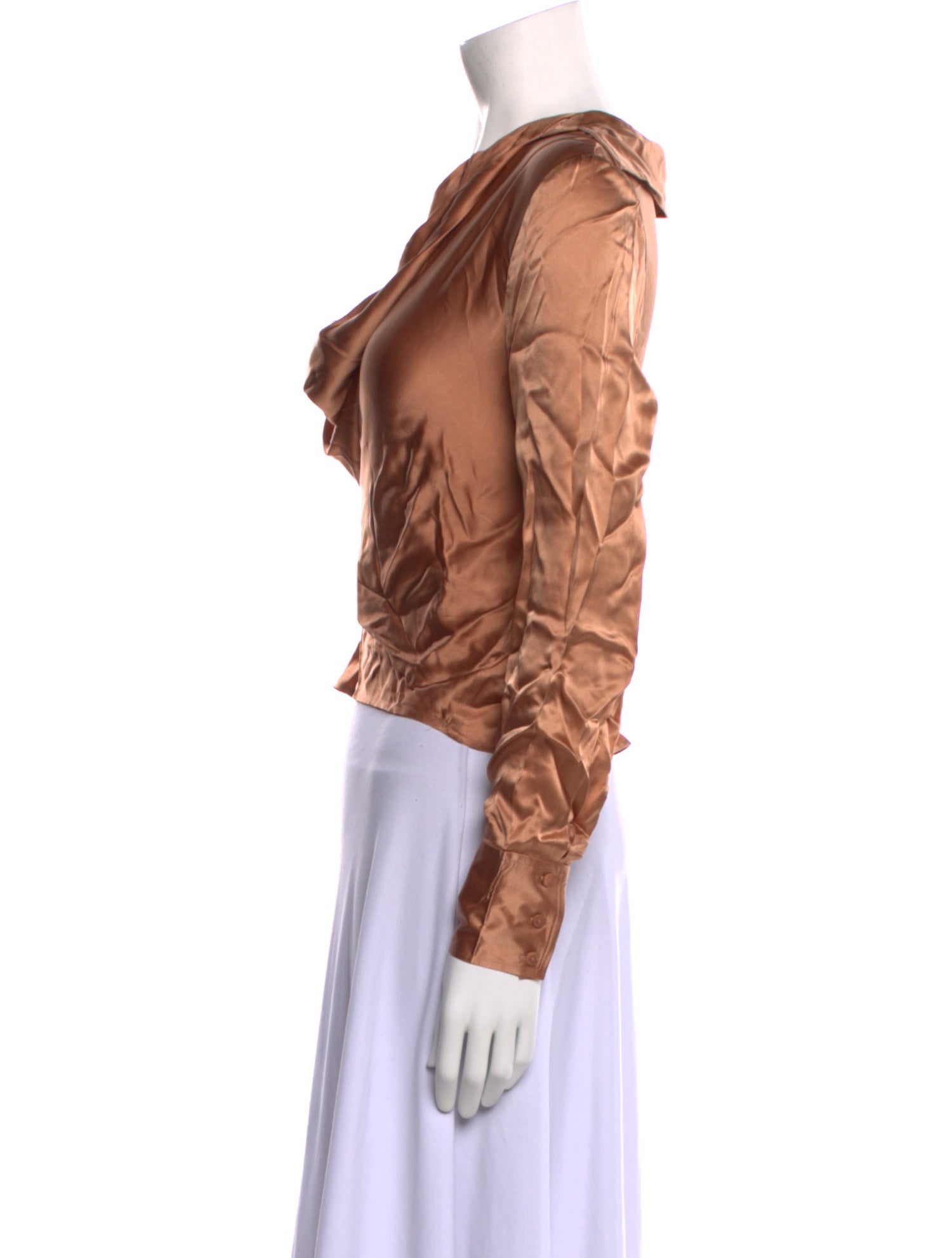 L'Agence Silk Cowl Neck Crop Top