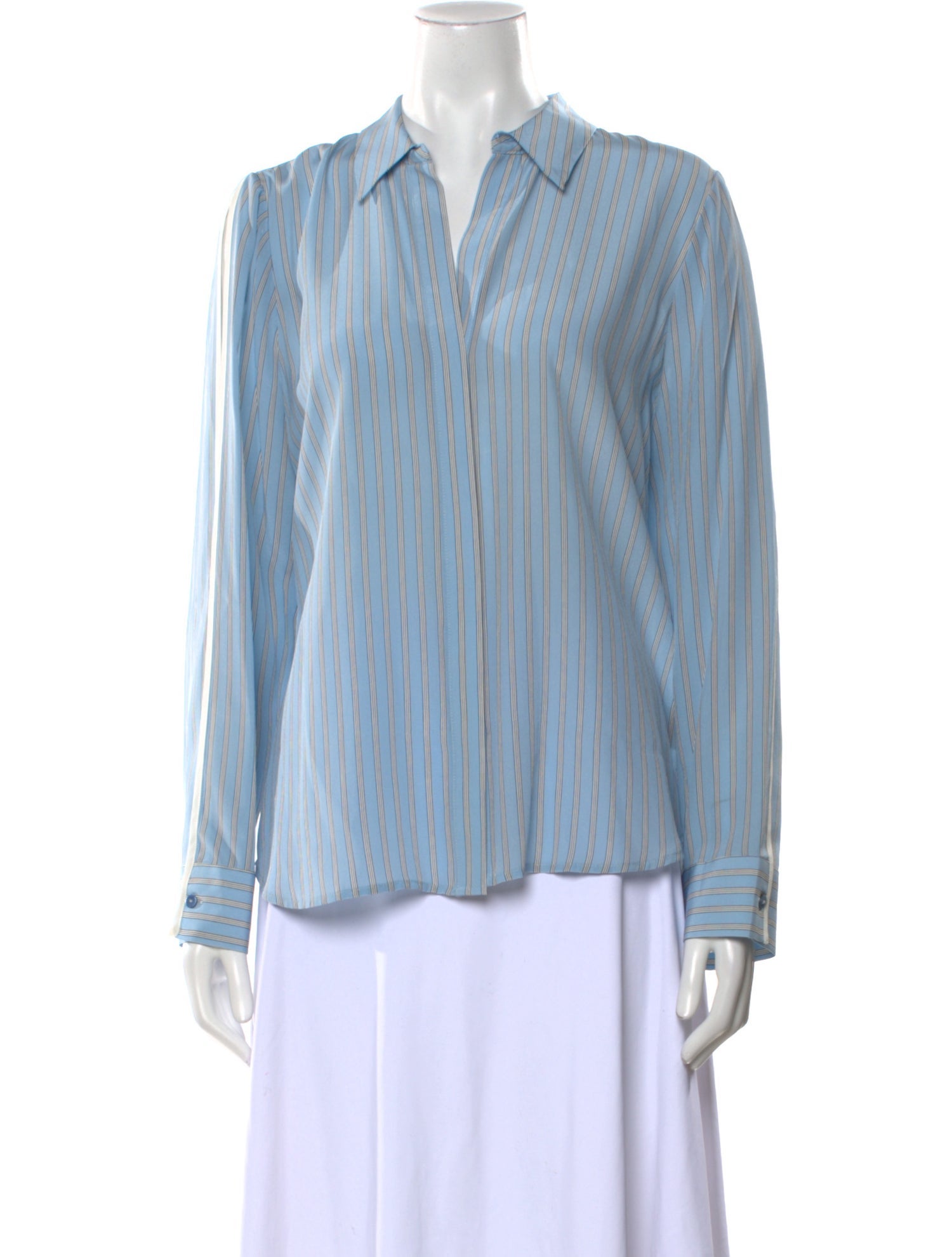 L'Agence Silk Striped Button-Up Top