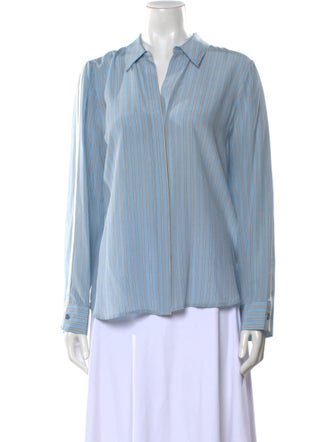 L'Agence Silk Striped Button-Up Top