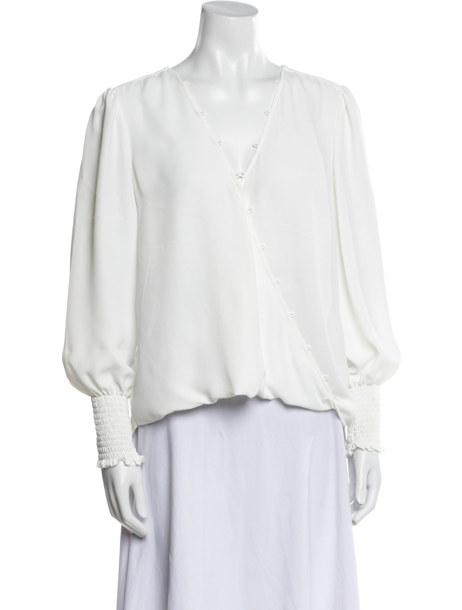 L'Agence V-Neck Long Sleeve Blouse