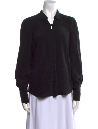 L'Agence Silk Long Sleeve Button-Up Top