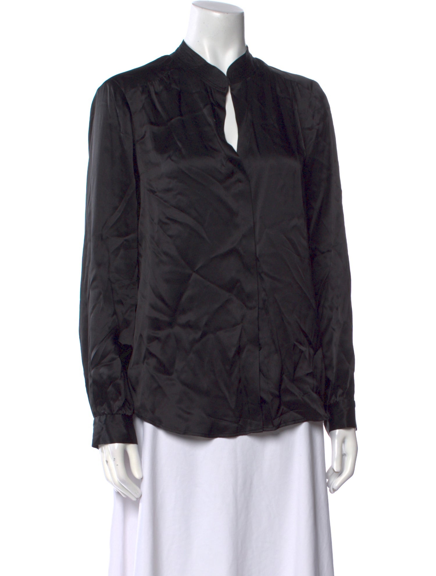 L'Agence Silk V-Neck Button-Up Top