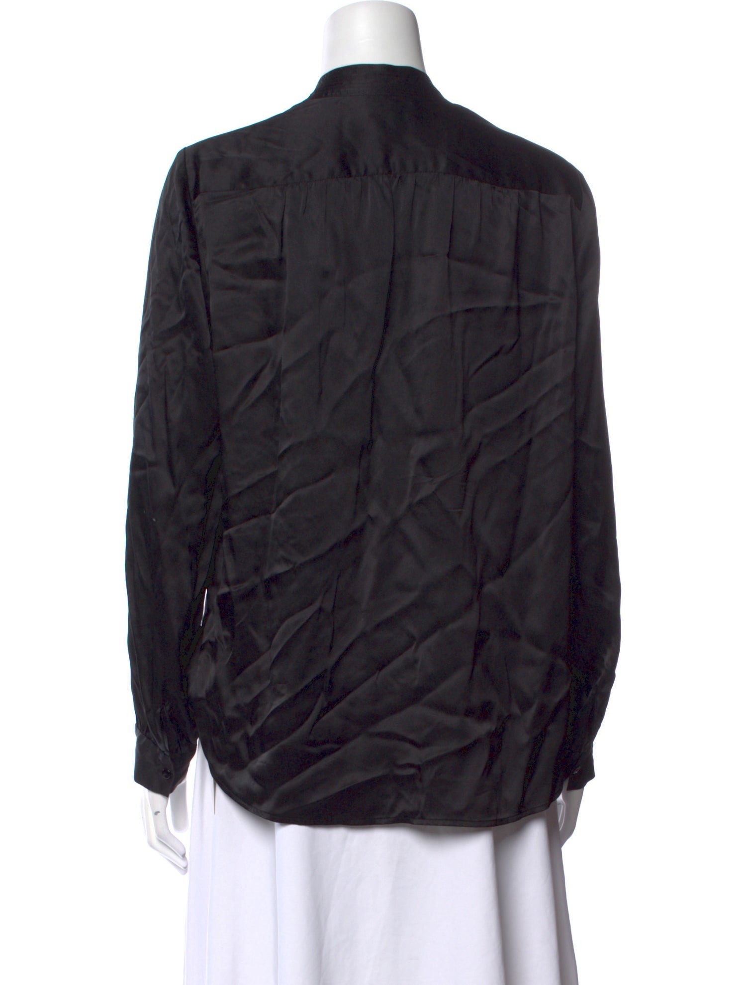 L'Agence Silk V-Neck Button-Up Top