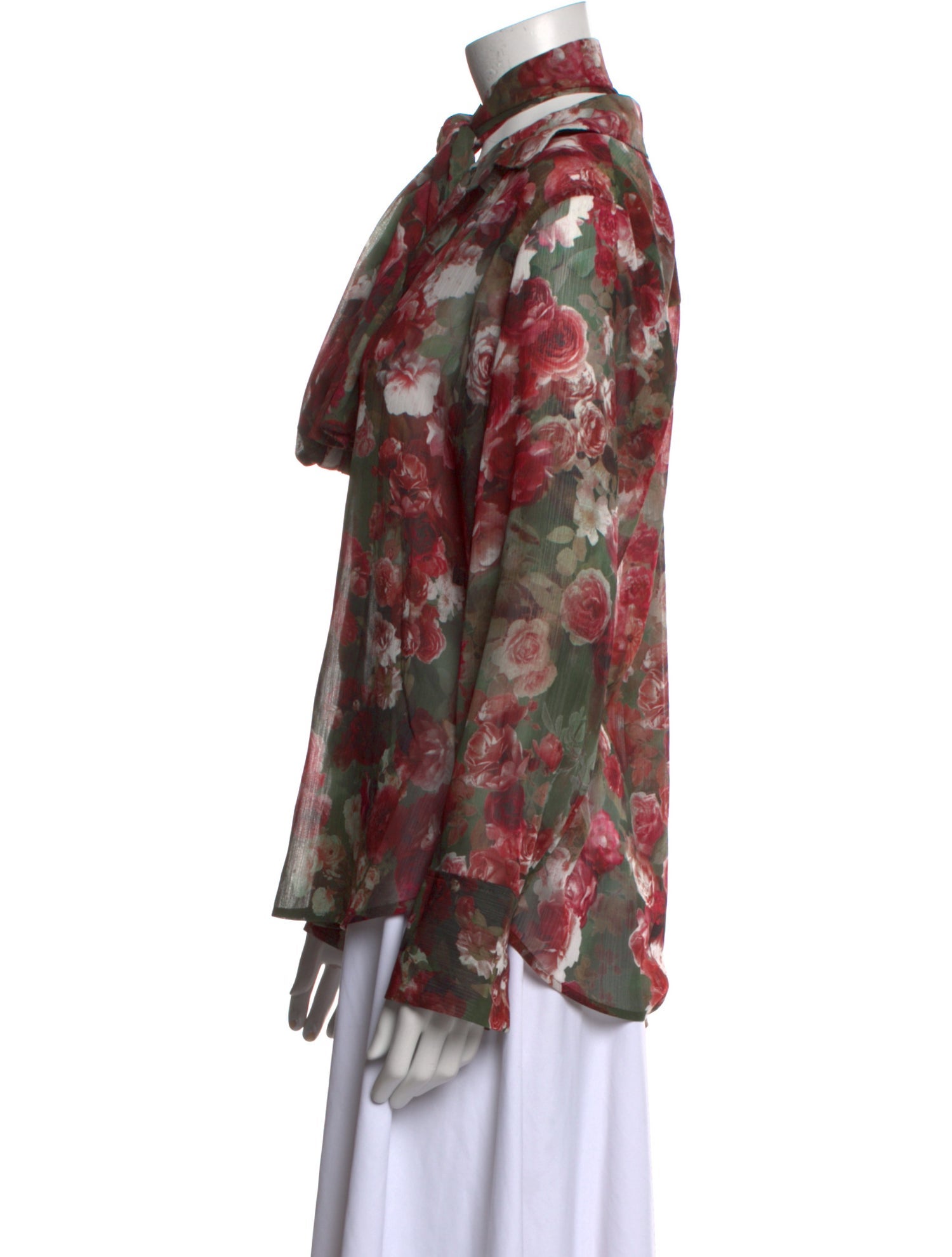 L'Agence Floral Print Mock Neck Blouse