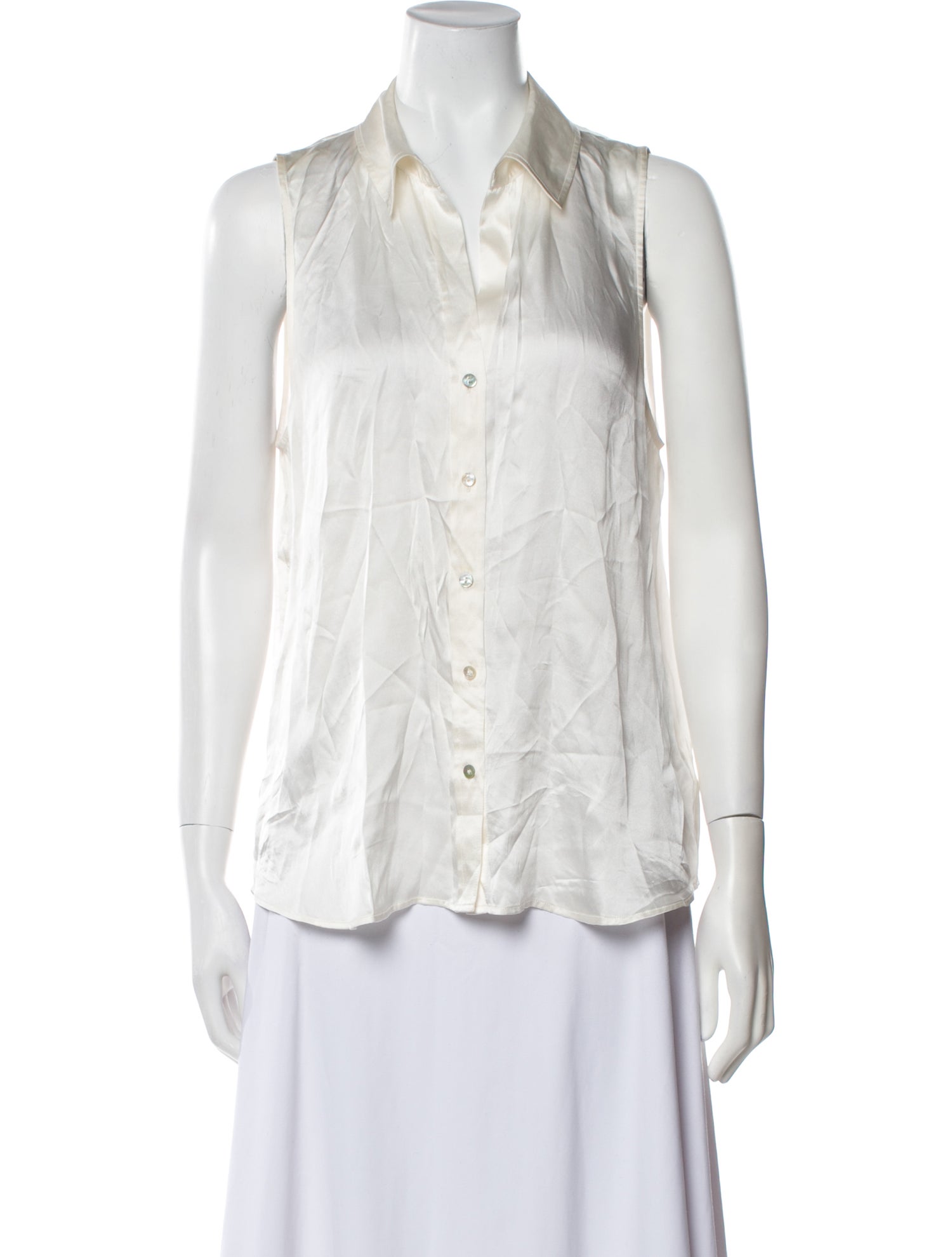 L'Agence Silk Sleeveless Button-Up Top