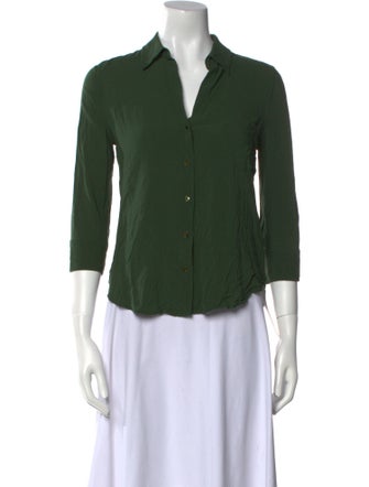 L'Agence Three-Quarter Sleeve Button-Up Top