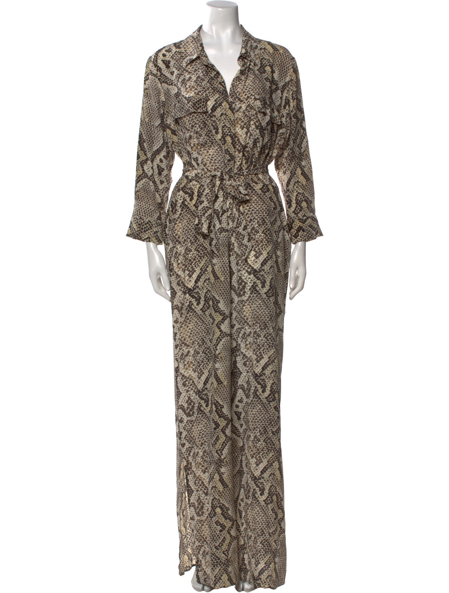 L'Agence Silk Animal Print Jumpsuit