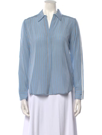 L'Agence Silk Striped Button-Up Top