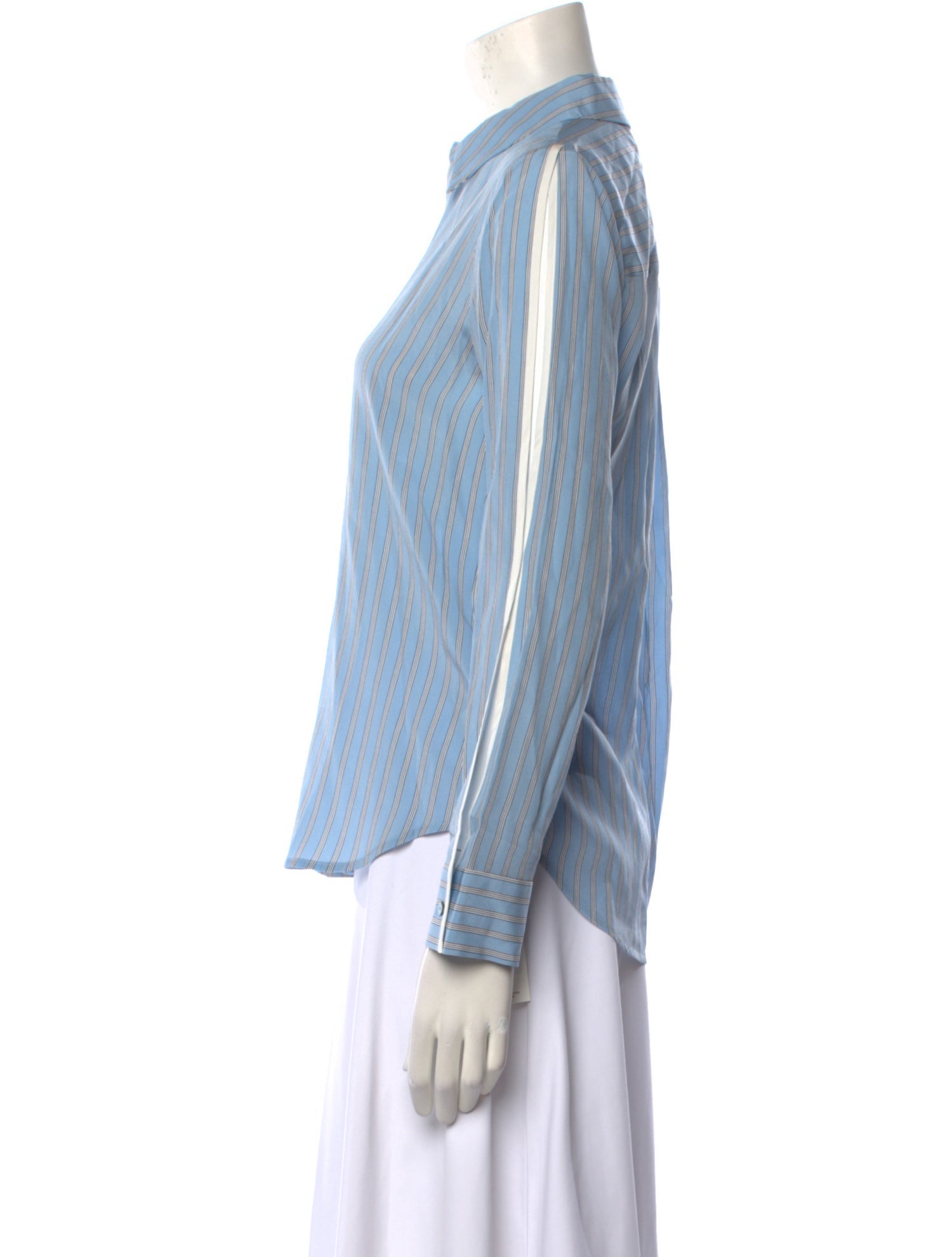 L'Agence Silk Striped Button-Up Top