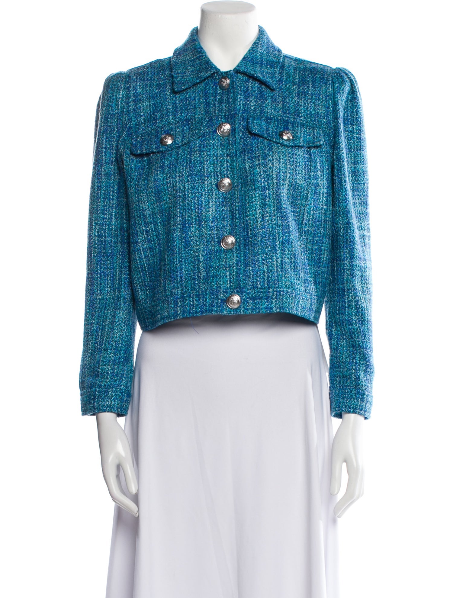 L'Agence Tweed Pattern Denim Jacket