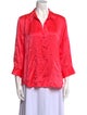 L'Agence Silk Three-Quarter Sleeve Button-Up Top