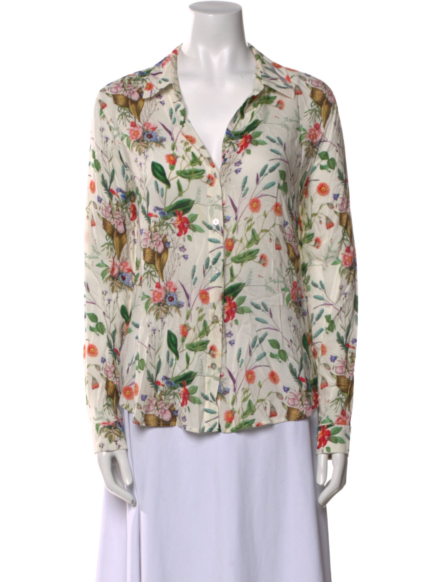 L'Agence Floral Print V-Neck Blouse