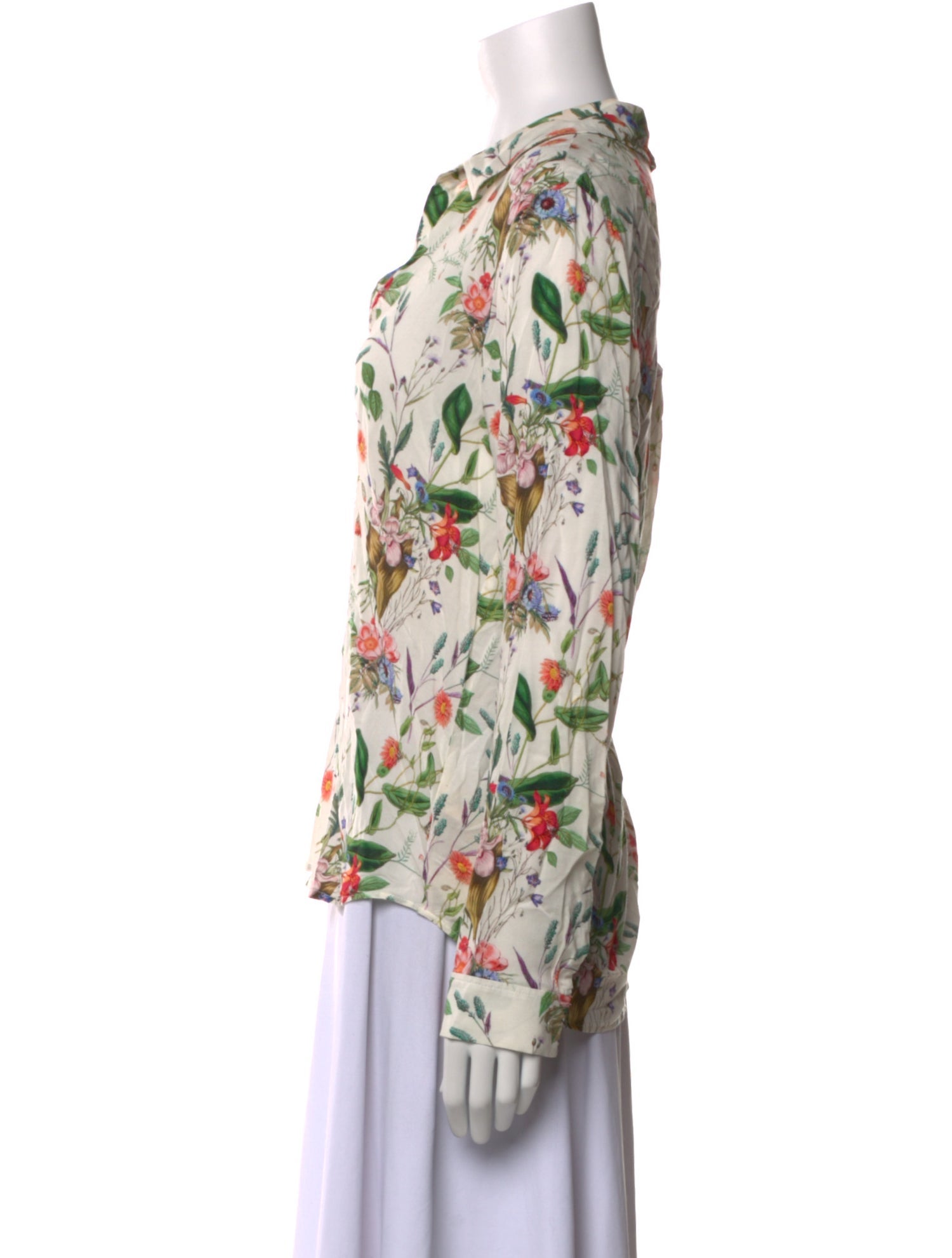 L'Agence Floral Print V-Neck Blouse