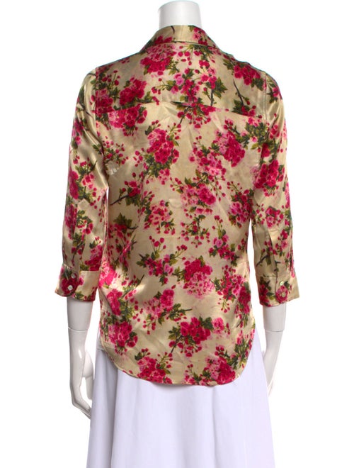 L'Agence Silk Floral Print Button-Up Top
