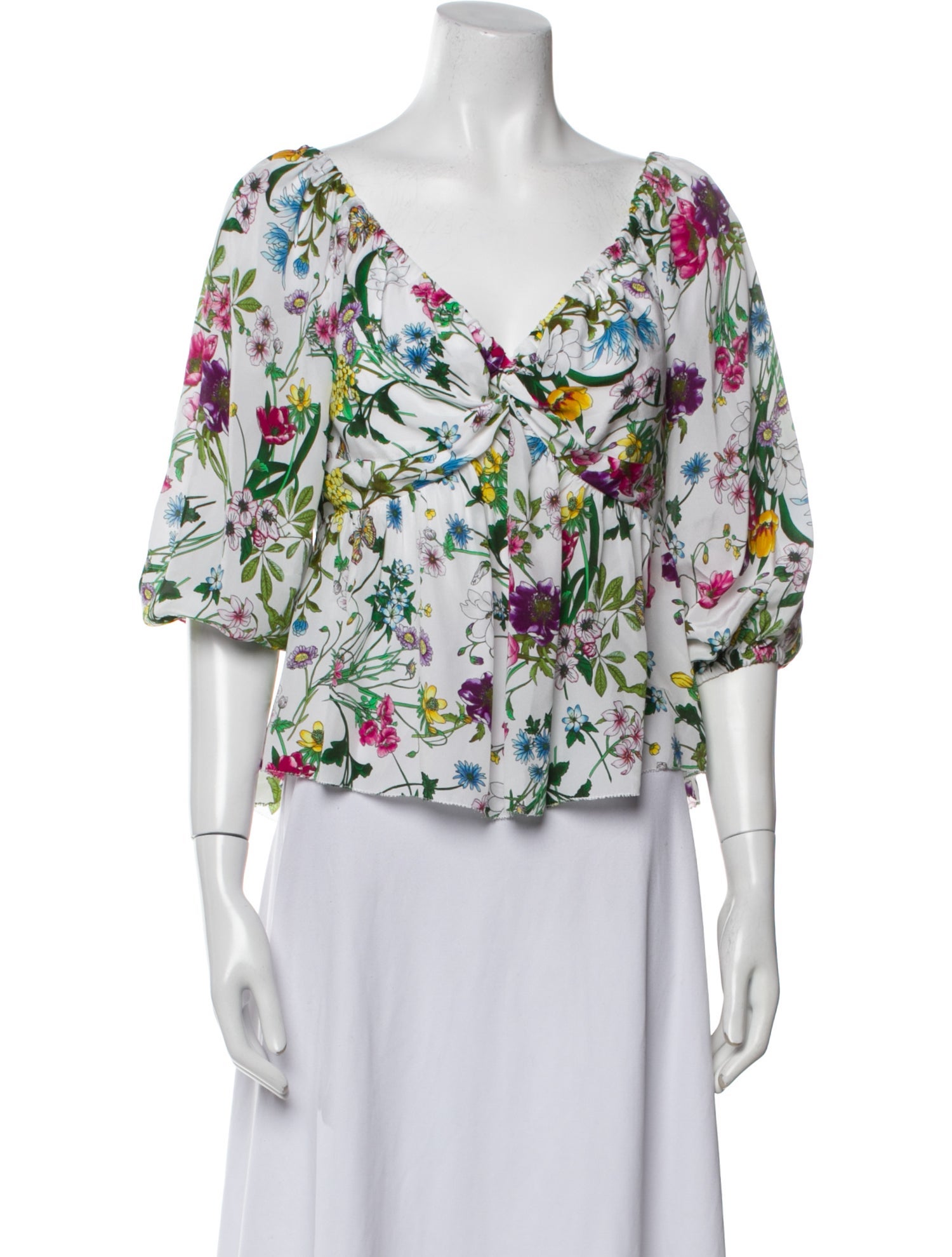 L'Agence Silk Floral Print Blouse